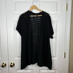 Lane Bryant Black Short Sleeve Knitted Cardigan Crocheted Women's Size 22/24